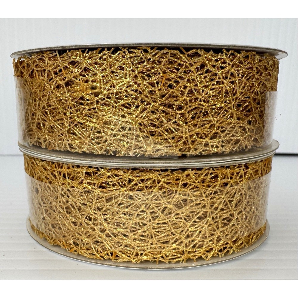 Celebrate It Ribbon Gold Glitter Ribbon 7/8in x 4yd Polyester 8yd total